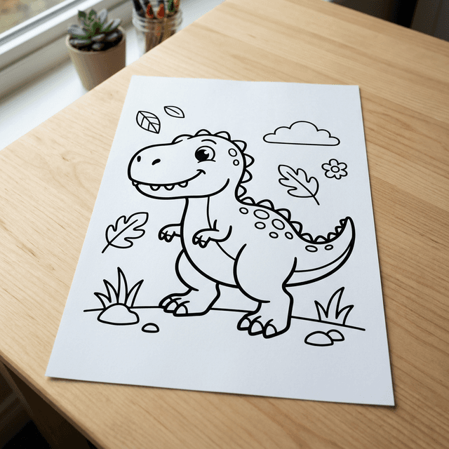 Cute dinosaur coloring page printable