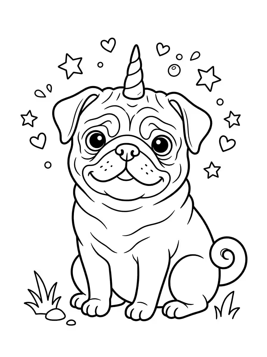 Sitting Pug Unicorn